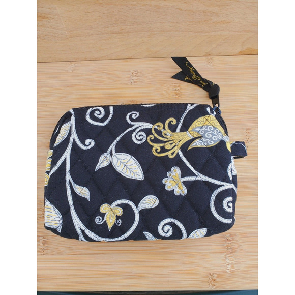 Vera Bradley Womens Yellow Bird Cosmetic Bag Case Floral Zipper 6''x 5'' - Picture 3 of 8